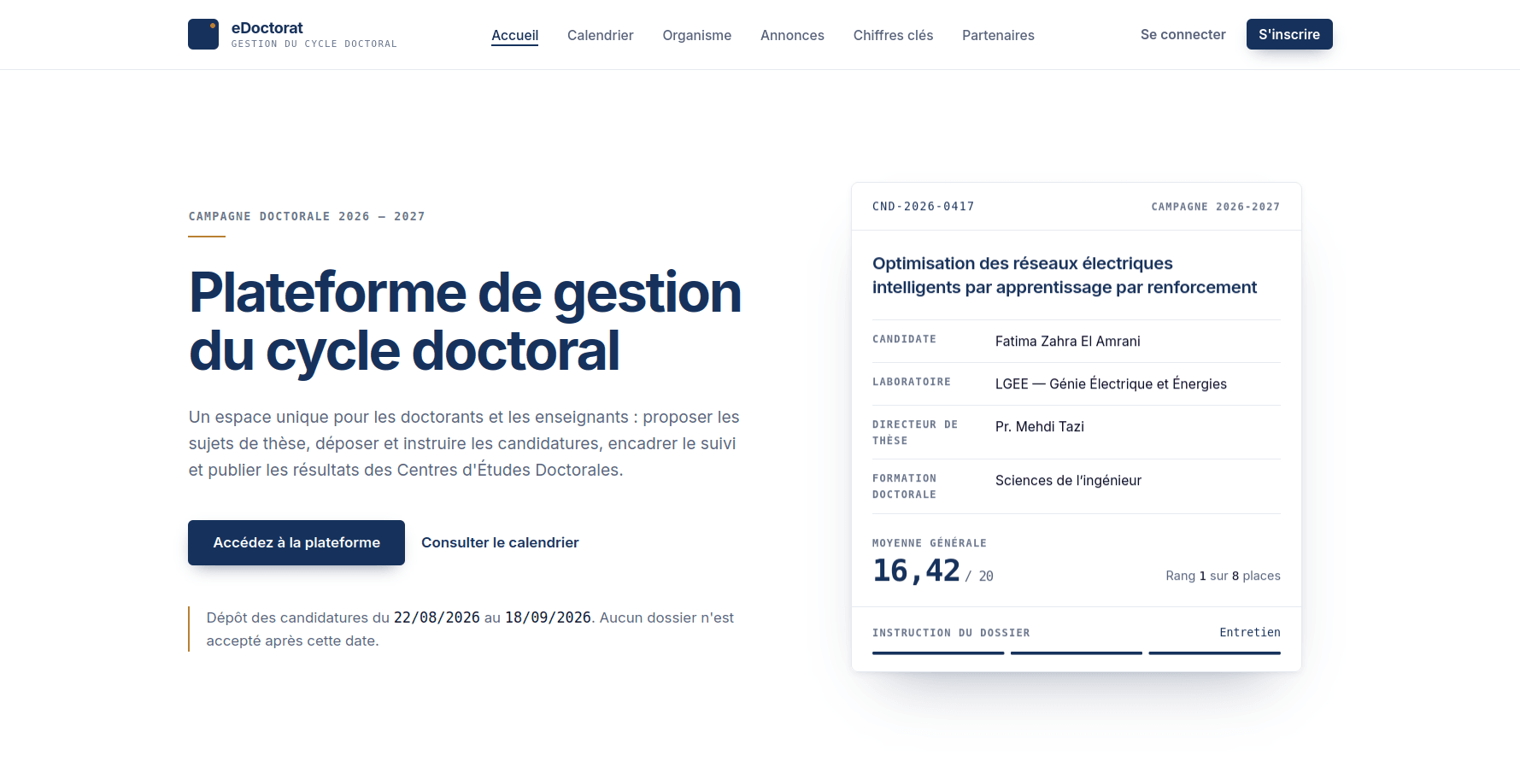 eDoctorat — Plateforme universitaire de candidatures doctorales