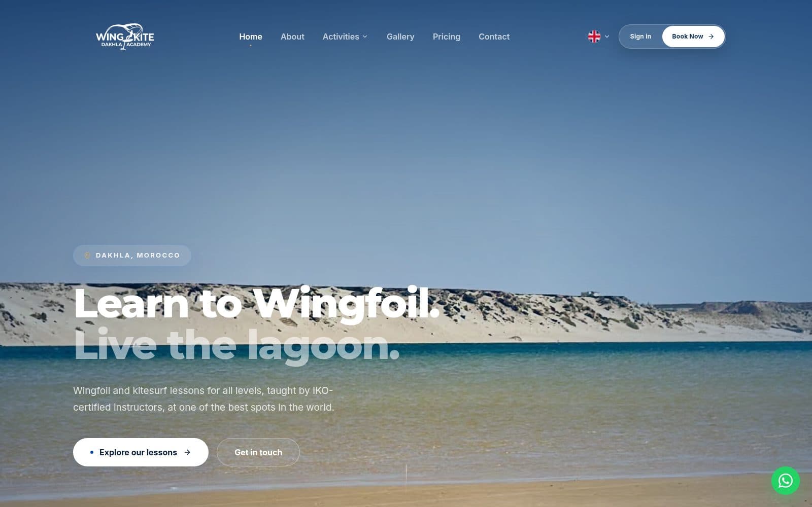 Wing Kite Dakhla Academy — Sports Academy Website & Booking Platform